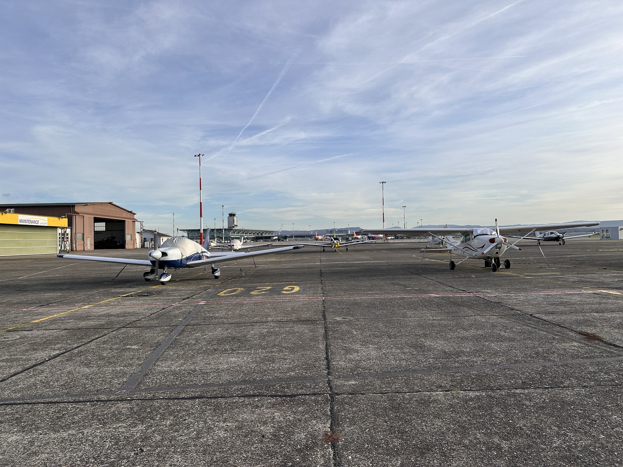 Wing over runway